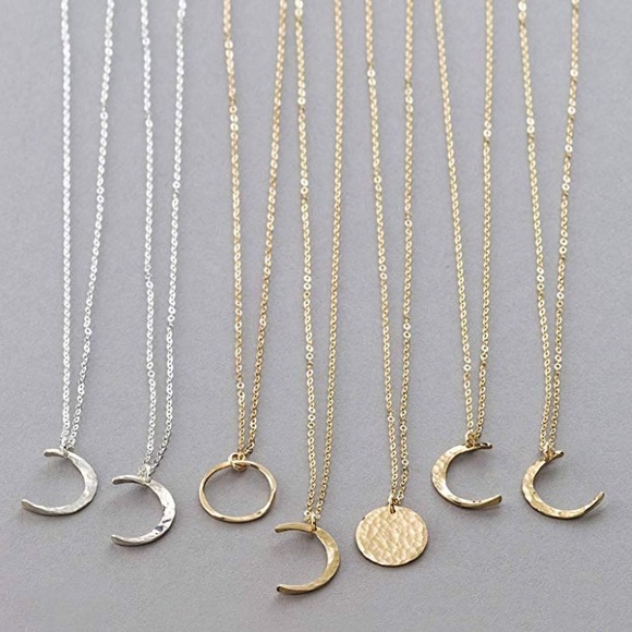 Dainty Crescent Moon Necklace 14K Gold Plated - Picture 3 of 3
